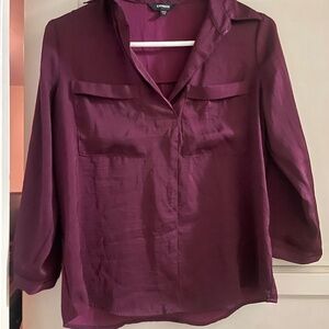 Express Burgundy Long Sleeve Blouse